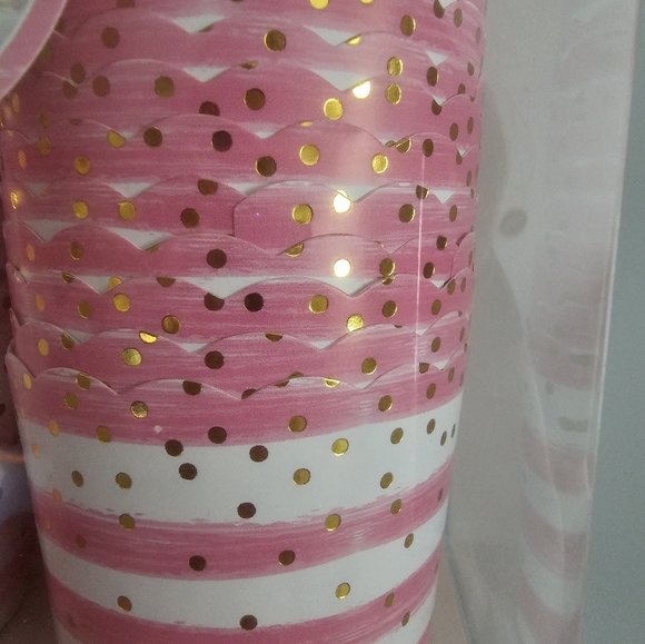 36 PC Baking & Snack Cups Pink  Stripe Gold Dots Heavy Paper Cupcake Treat Snack - Picture 4 of 7